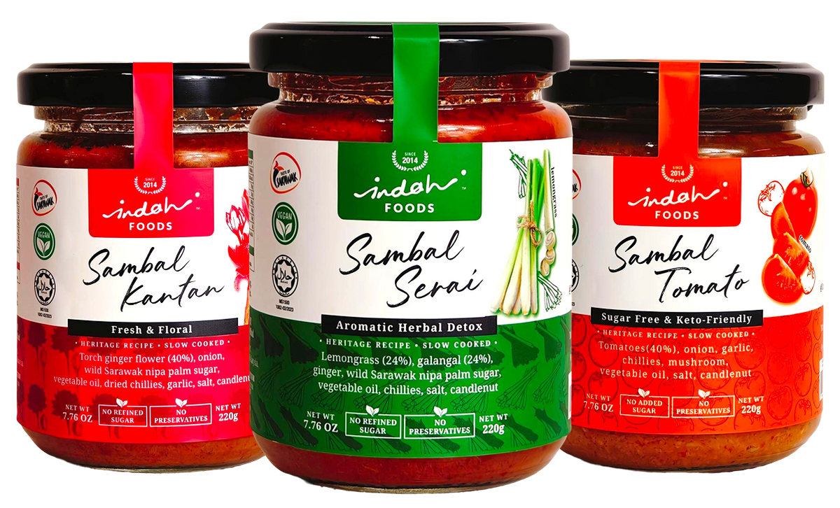 Indah Foods Sambal Kantan, Serai & Tomato - Pack of 3