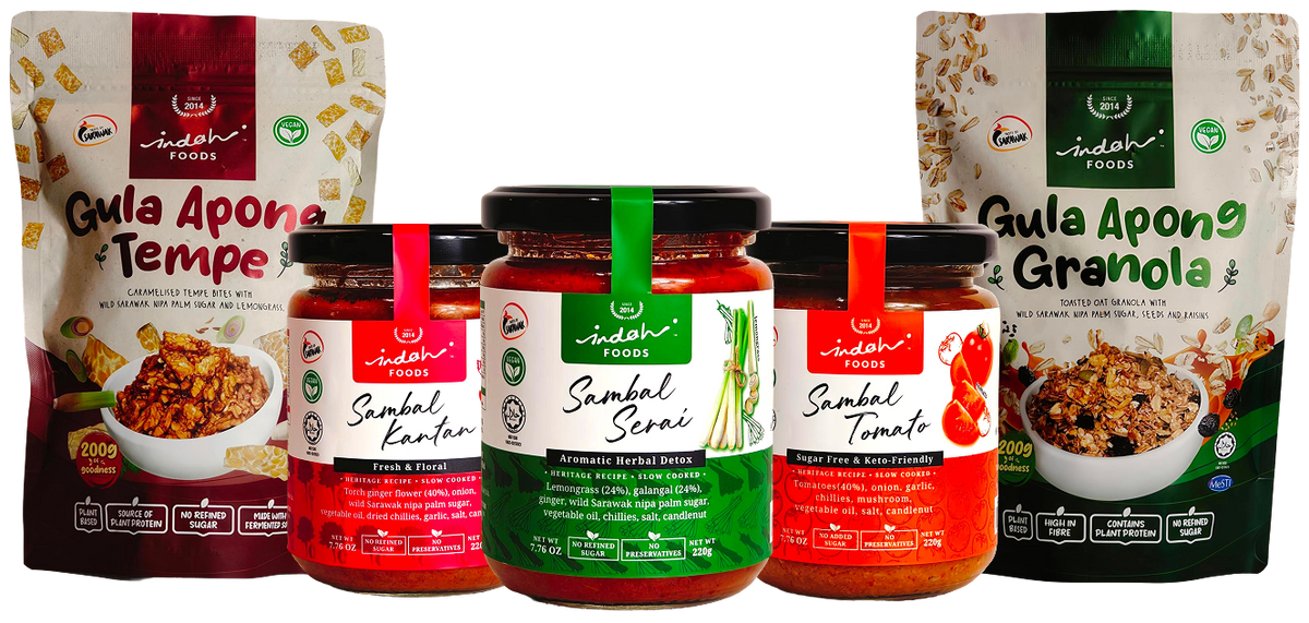Indah Foods Sambals, Tempe & Granola - Pack of 5