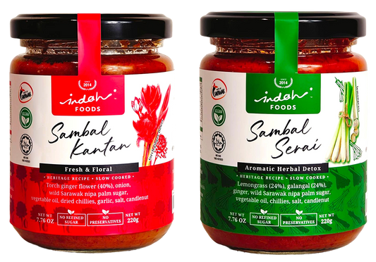 Indah Foods Sambal Kantan & Sambal Serai - Pack of 2