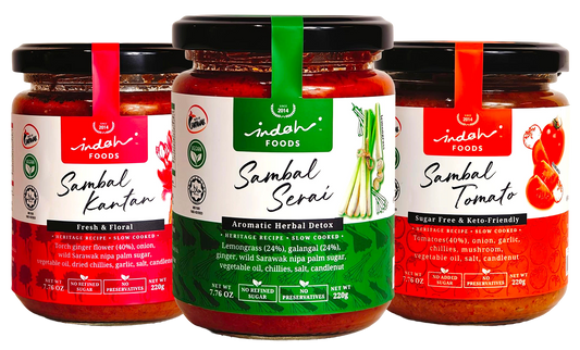 Indah Foods Sambal Kantan, Serai & Tomato - Pack of 3