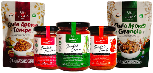 Indah Foods Sambals, Tempe & Granola - Pack of 5